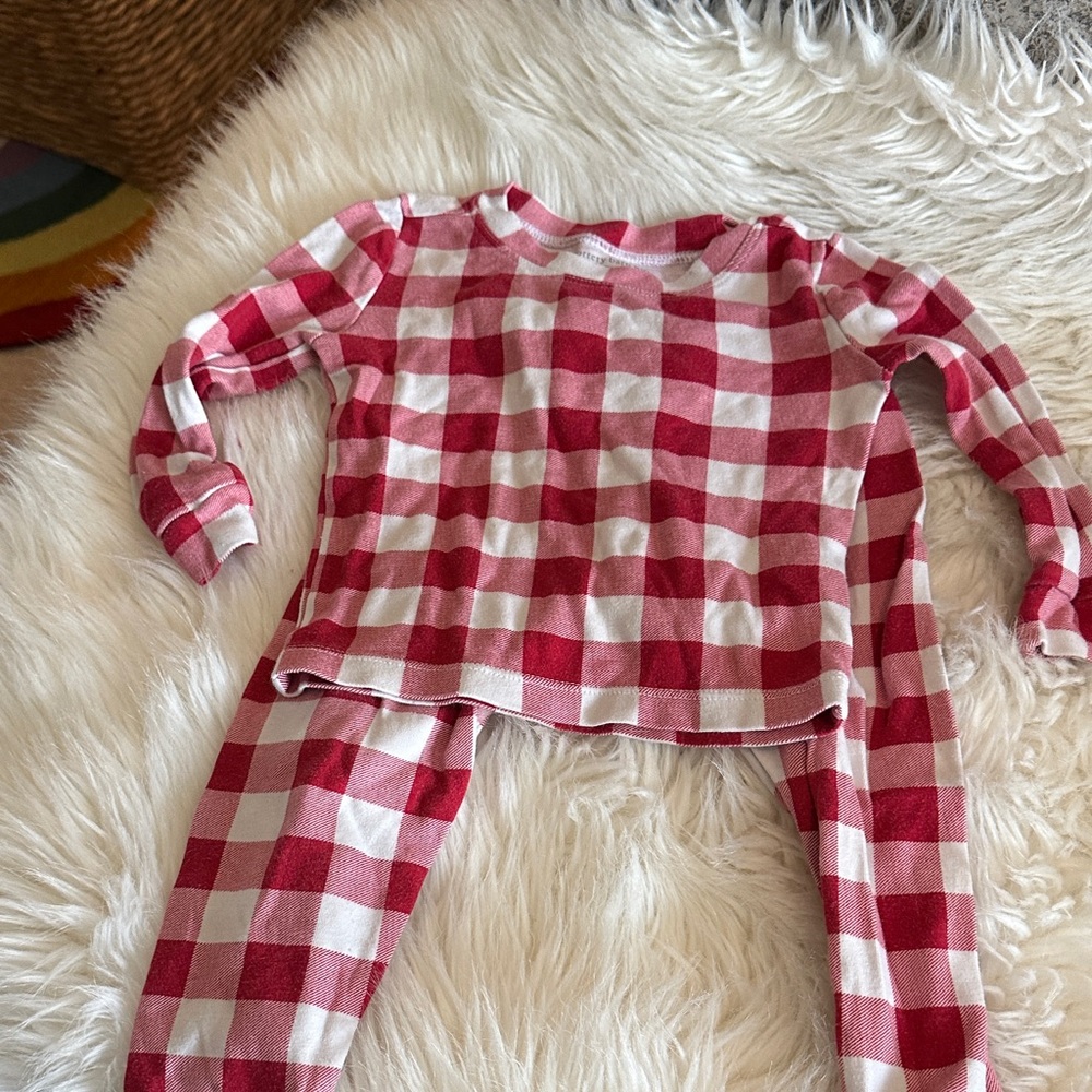 Pottery Barn Kids Red and White Checkered Pajama Set